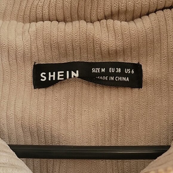 NEW women's medium beige tan corduroy puffer jacket cropped cozy coat oversized - Picture 4 of 9